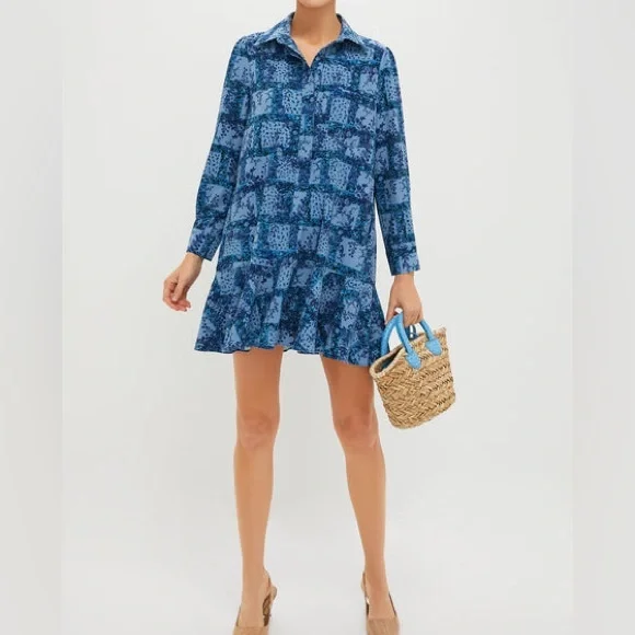 TUCKERNUCK Trellis Vine Crepe Callahan Shirt Dress With Pockets Size XS - Picture 1 of 14